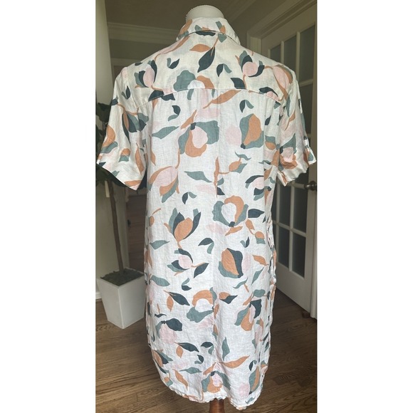 Rachel Zoe Women's Linen Floral Button Front Short Mini Shirt Dress White Size M - Picture 7 of 7